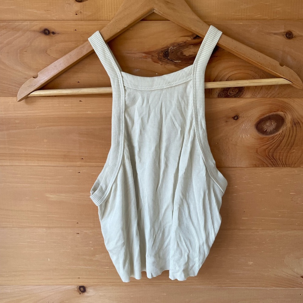 Women's Cream Ribbed Tank Top